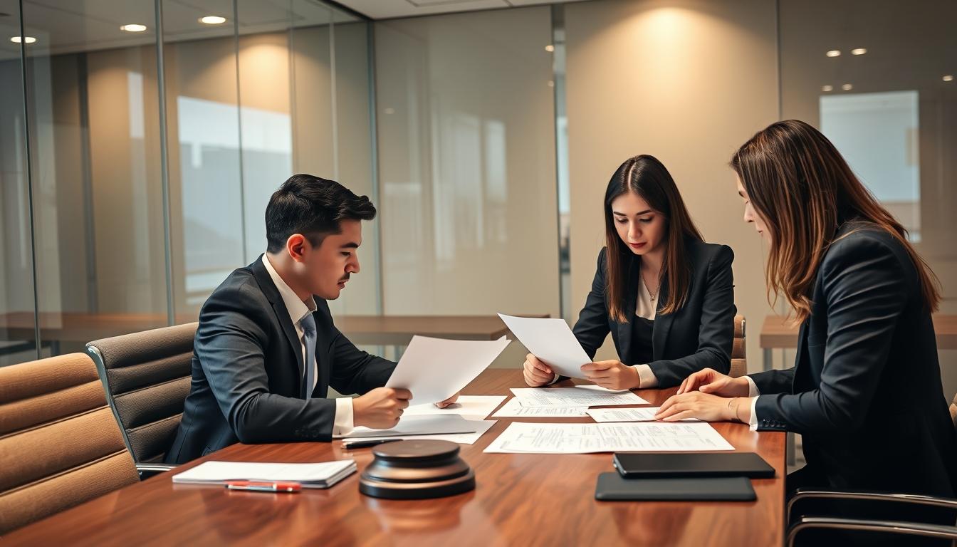 Family reviewing legal documents